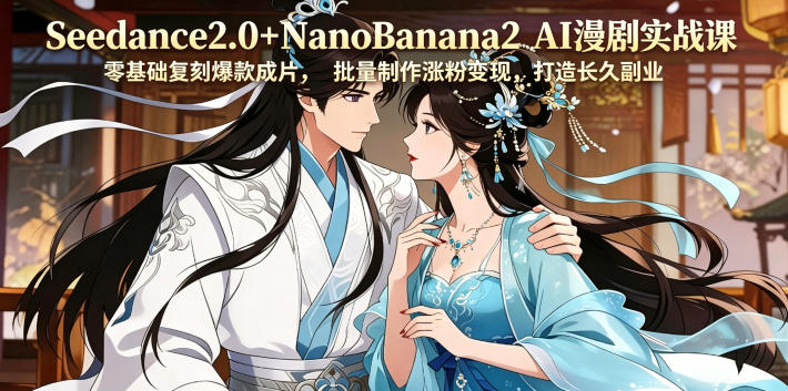 Seedance2.0+NanoBanana2 AI漫剧实战课,零基础复刻爆款成片涨粉变现,打造长久副业收益-蜗牛学社