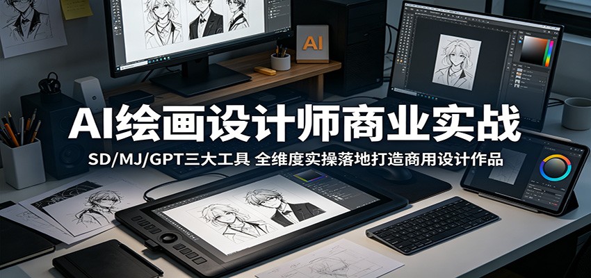 AI绘画设计师商业实战：SD/MJ/GPT三大工具，全维度实操落地打造商用设计作品-蜗牛学社