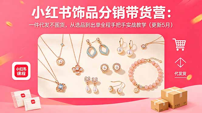 小红书饰品分销带货营:一件代发不囤货,从选品到出单全程手把手实战教学(更新5月-蜗牛学社