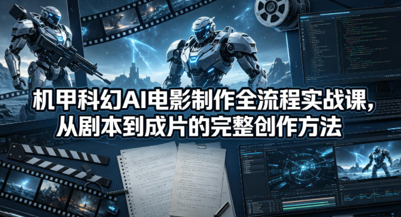 机甲科幻AI电影制作全流程实战课,从剧本到成片的完整创作方法-蜗牛学社
