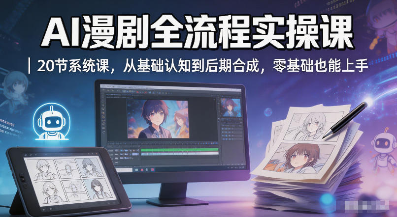 AI漫剧全流程实操课|20节系统课,从基础认知到后期合成,零基础也能上手-蜗牛学社