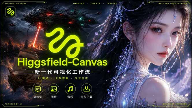 Higgsfield Canvas AI视频制作详解,节点式工作流搭建,重构新式视频创作完整教程-蜗牛学社