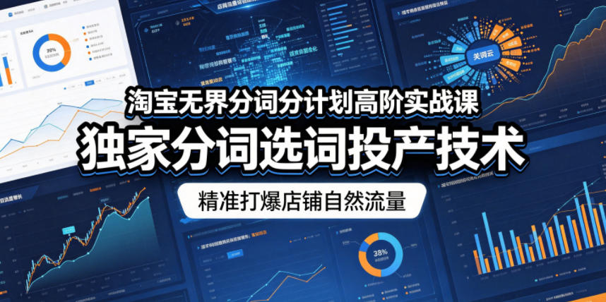 淘宝无界分词分计划高阶实战课,独家分词选词投产技术,精准打爆店铺自然流量-蜗牛学社