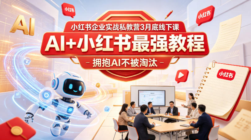 小红书企业实战私教营3月底线下课,AI+小红书最强教程,拥抱AI不被淘汰-蜗牛学社