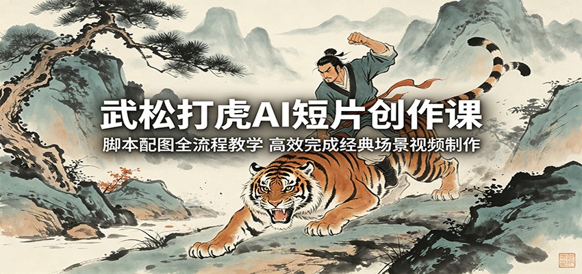武松打虎AI短片创作课：脚本配图全流程教学，高效完成经典场景视频制作-蜗牛学社