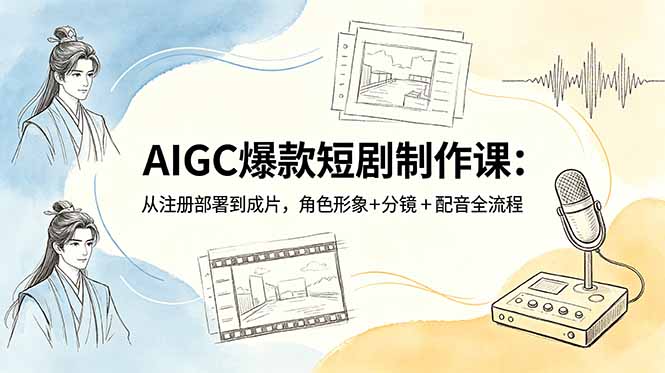 AIGC爆款短剧制作课：从注册部署到成片，角色形象+分镜+配音全流程-蜗牛学社