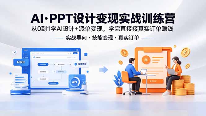 AI·PPT设计变现实战训练营,从0到1学AI设计+派单变现,学完直接接真实订单赚钱-蜗牛学社