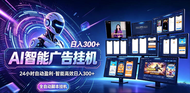 AI智能广告挂G项目，无需人工，单机稳定日入200+，可矩阵放大，24小时不间断刷广告賺收益【揭秘】-蜗牛学社