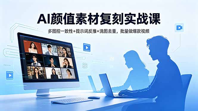 AI颜值素材复刻实战课，多图控一致性+提示词反推+洗图去重，批量做爆款视频-蜗牛学社