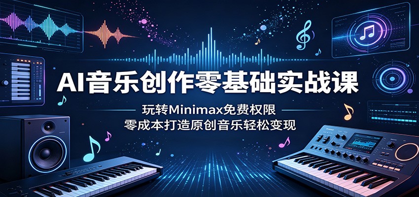 AI音乐创作零基础实战课：玩转Minimax免费权限，零成本打造原创音乐轻松变现-蜗牛学社