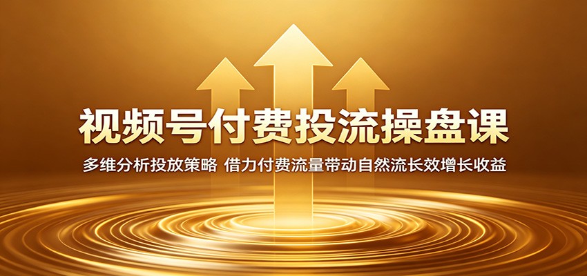 视频号付费投流操盘课:多维分析投放策略,借力付费流量带动自然流长效增长收益-蜗牛学社