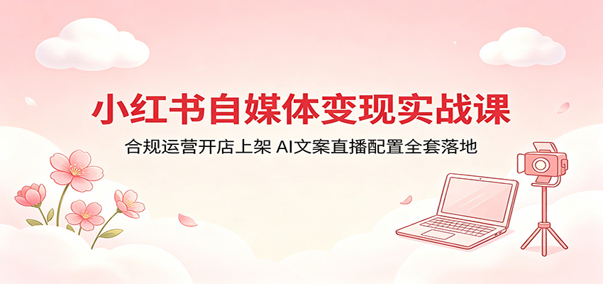 小红书自媒体变现实战课:合规运营开店上架,AI文案直播配置全套落地-蜗牛学社