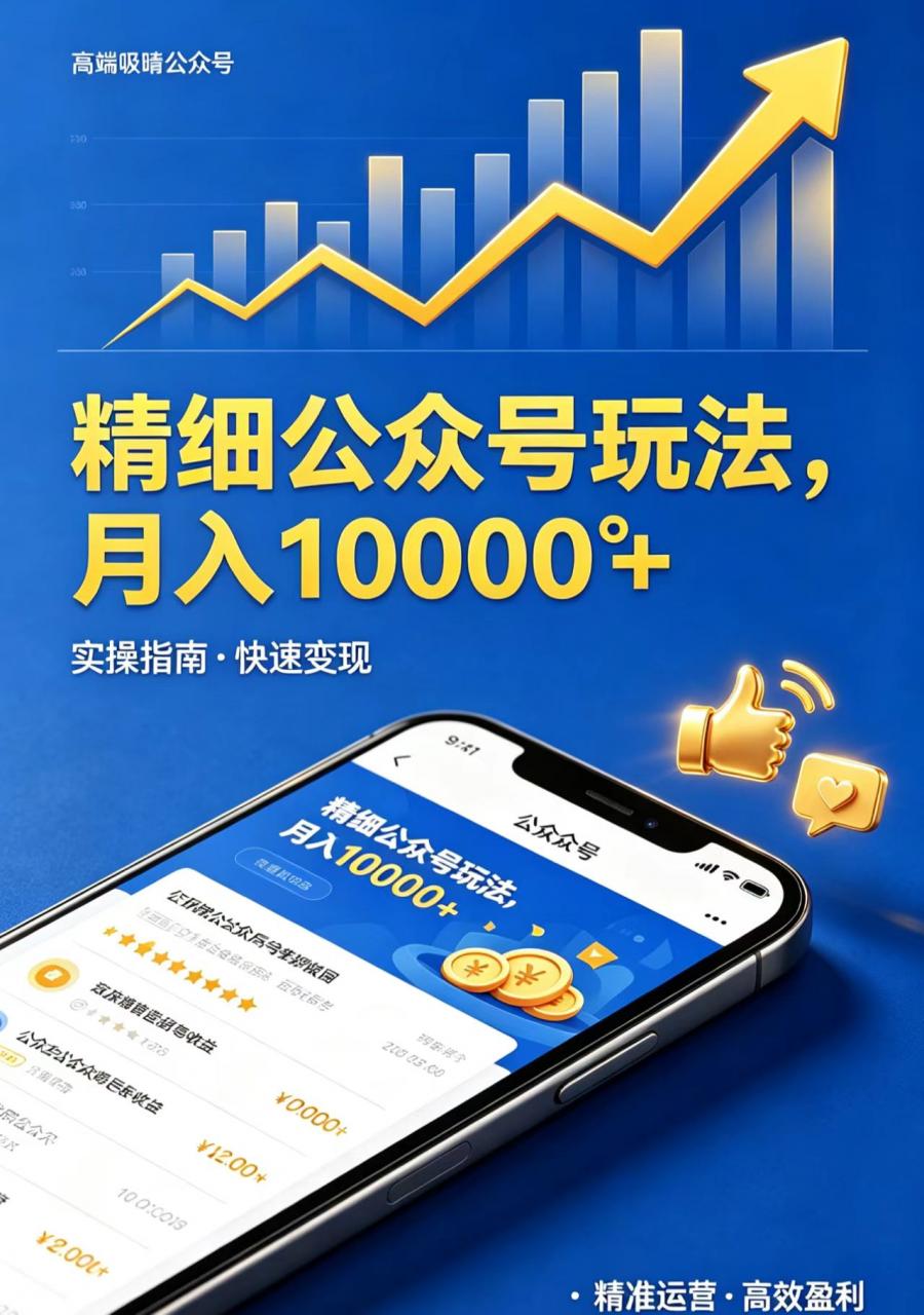精细公众号玩法,月入10000+,实操指南,快速变现-蜗牛学社