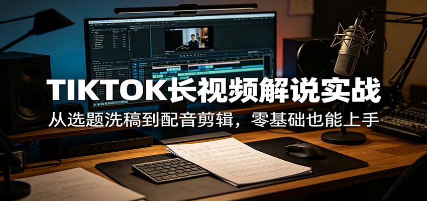 TIKTOK长视频解说实战：从选题洗稿到配音剪辑，零基础也能上手-蜗牛学社