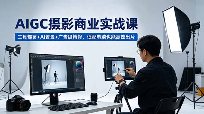 AIGC 摄影商业实战课，工具部署+AI置景+广告级精修，低配电脑也能高效出片-蜗牛学社