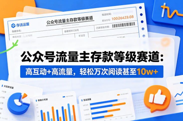 公众号流量主之存款等级赛道,高互动+高流量,轻松达到万次阅读,甚至10w+-蜗牛学社