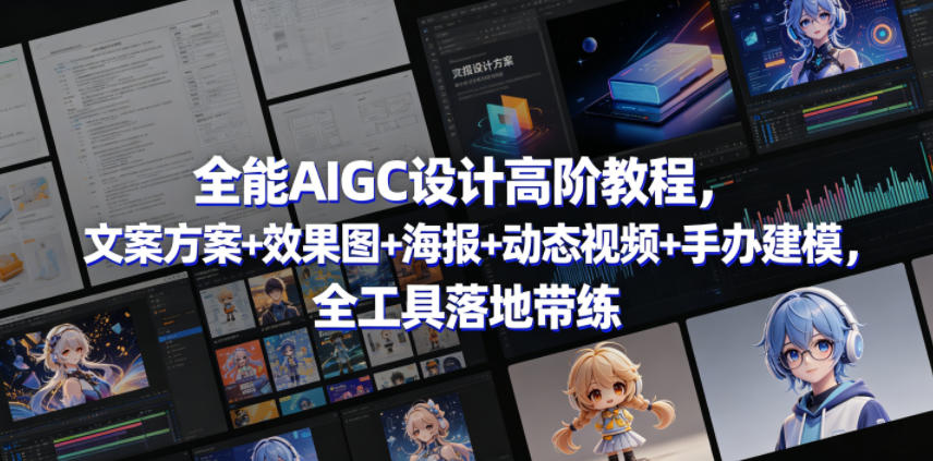 全能AIGC设计高阶教程,文案方案+效果图+海报+动态视频+手办建模,全工具落地带练-蜗牛学社