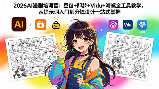 2026AI漫剧培训营：豆包+即梦+Vidu+海螺全工具教学，从提示词入门到分镜设计一站式掌握-蜗牛学社