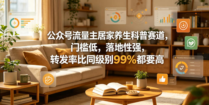 公众号流量主居家养生科普赛道,门槛低,落地性强,转发率比同级别99%都要高-蜗牛学社