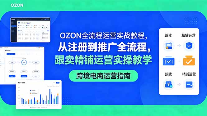 OZON全流程运营实战教程,从注册到推广全流程,跟卖精铺运营实操教学-蜗牛学社