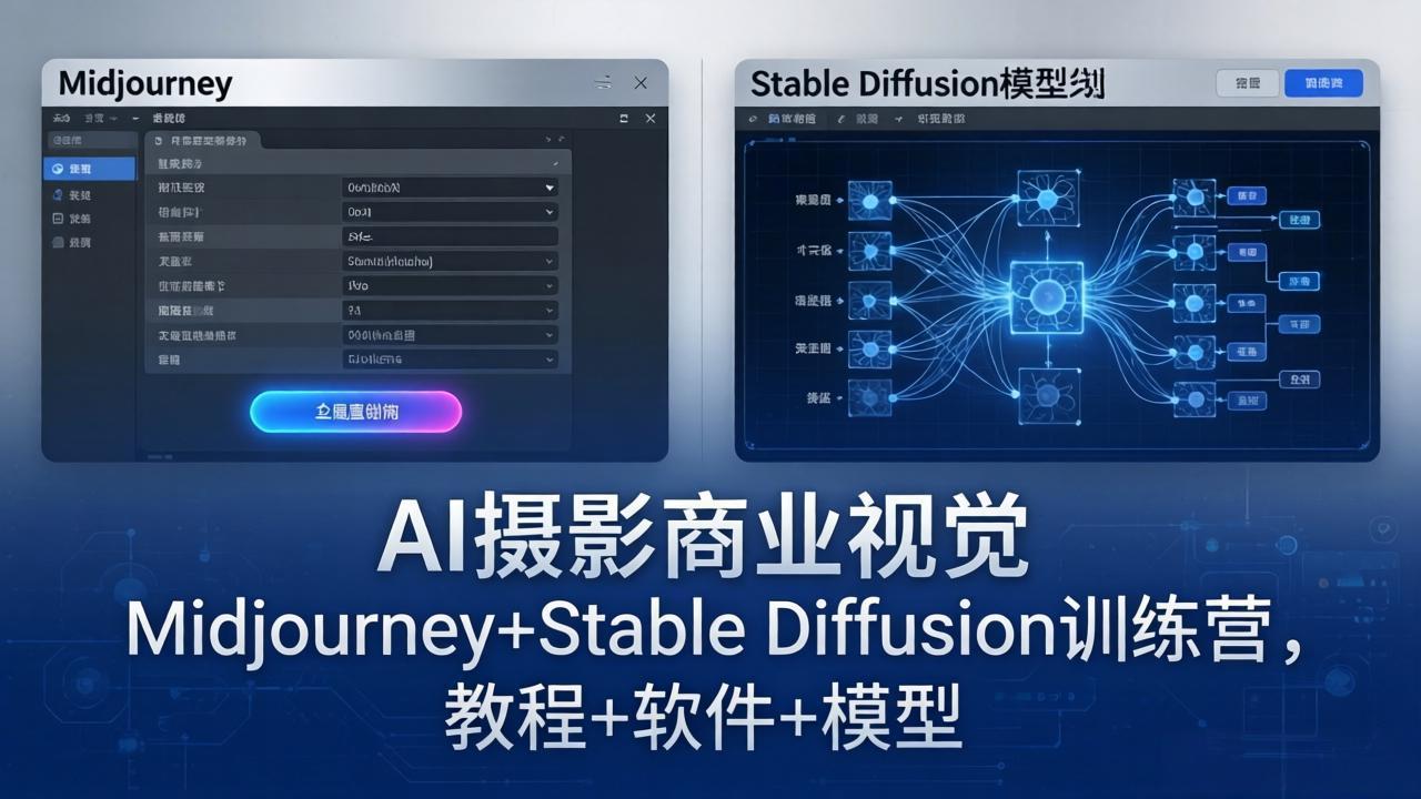AI摄影商业视觉Midjourney+Stable Diffusion训练营,教程+软件+模型-蜗牛学社