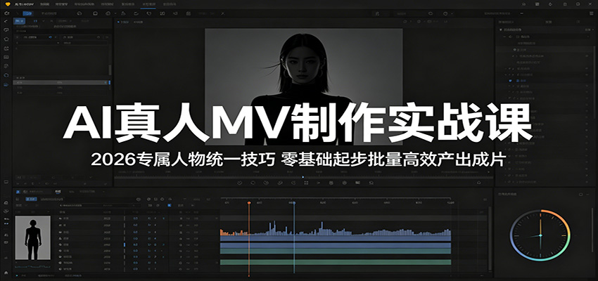 AI真人MV制作实战课:2026专属人物统一技巧,零基础起步批量高效产出成片-蜗牛学社