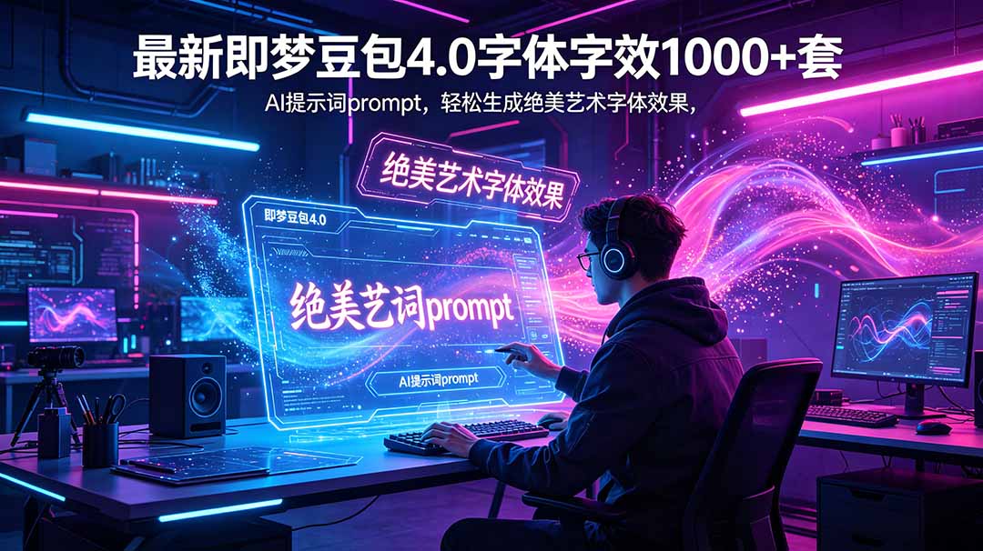 最新即梦豆包4.0字体字效1000+套，AI提示词prompt，轻松生成绝美艺术字体效果-蜗牛学社