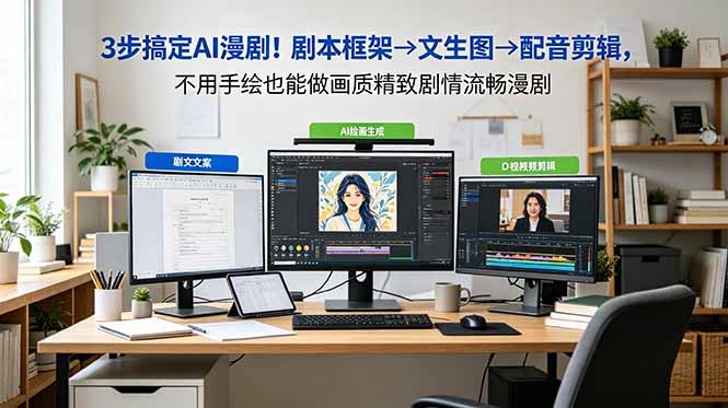 3步搞定AI漫剧！剧本框架→文生图→配音剪辑，不用手绘也能做画质精致剧情流畅漫剧-蜗牛学社