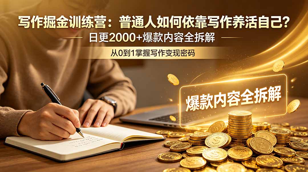 写作掘金训练营:普通人如何依靠写作养活自己?日更2000+爆款内容全拆解-蜗牛学社