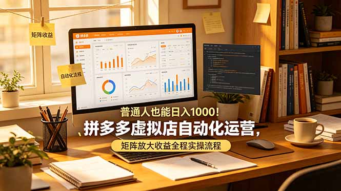 普通人也能日入 1000！拼多多虚拟店自动化运营，矩阵放大收益全程实操流程-蜗牛学社