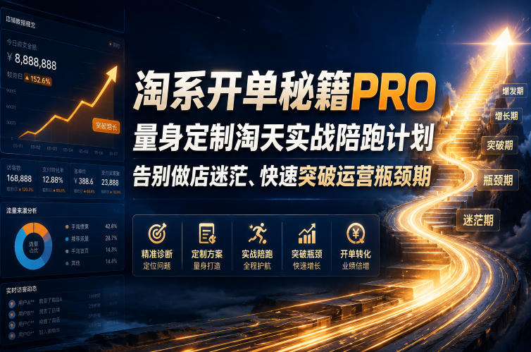 淘系开单秘籍PRO，量身定制淘天实战陪跑计划，告别做店迷茫、快速突破运营瓶颈期(2026年6月22日)-蜗牛学社