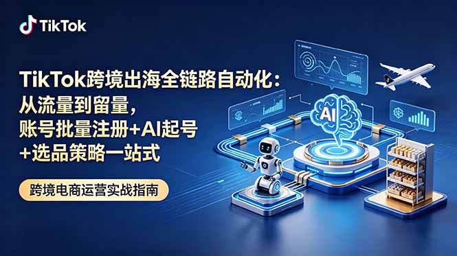 TikTok跨境出海全链路自动化:从流量到留量,账号批量注册+AI起号+选品策略一站式-蜗牛学社