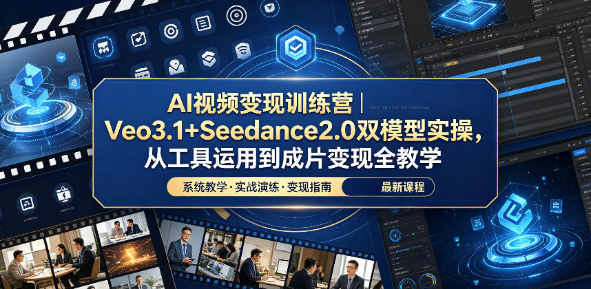 AI视频变现训练营｜Veo3.1+Seedance2.0双模型实操，从工具运用到成片变现全教学-蜗牛学社