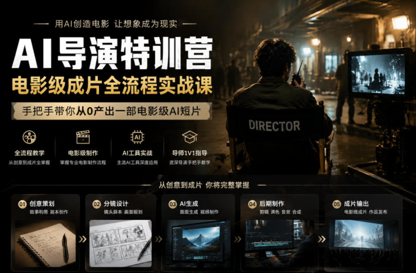 AI导演特训营，电影级成片全流程实战课，手把手带你从0产出一部电影级AI短片-蜗牛学社