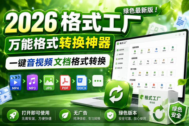 2026格式工厂绿色最新版!万能格式转换神器,一键音视频文档格式转换,打开即可使用,无广告绿色版本-蜗牛学社