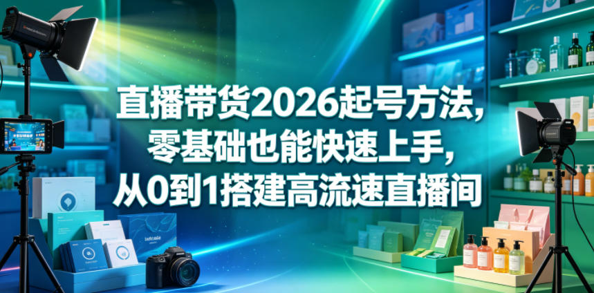 直播带货2026起号方法，零基础也能快速上手，从0到1搭建高流速直播间-蜗牛学社