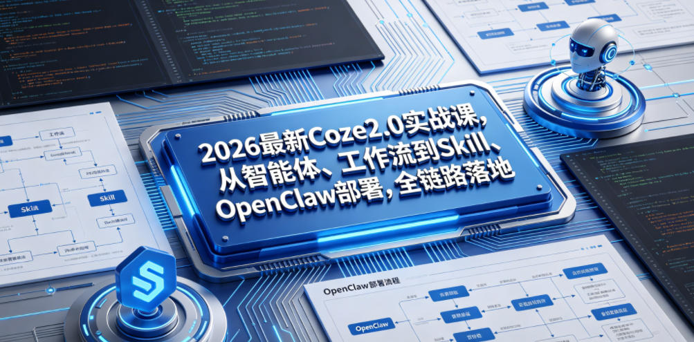2026最新Coze2.0实战课，从智能体、工作流到Skill、OpenClaw部署，全链路落地-蜗牛学社