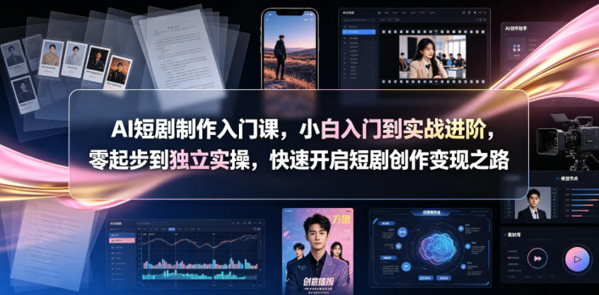 AI短剧制作入门课，小白入门到实战进阶，零起步到独立实操，快速开启短剧创作变现之路-蜗牛学社