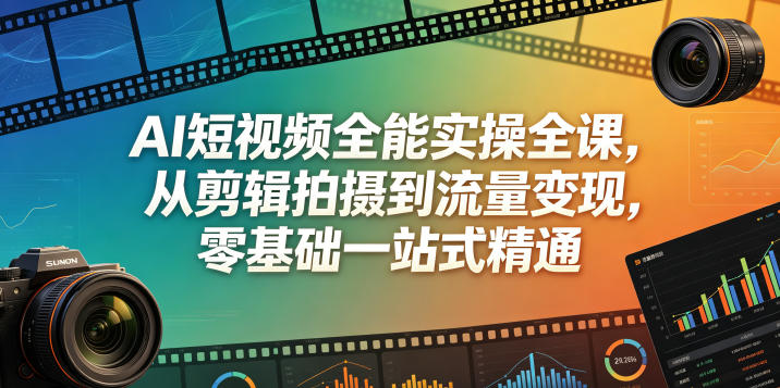 AI短视频全能实操全课，从剪辑拍摄到流量变现，零基础一站式精通-蜗牛学社