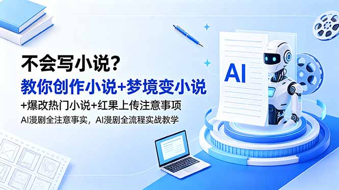不会写小说？教你创作小说+梦境变小说+爆改热门小说+红果上传注意事项，AI漫剧全流程实战教学-蜗牛学社