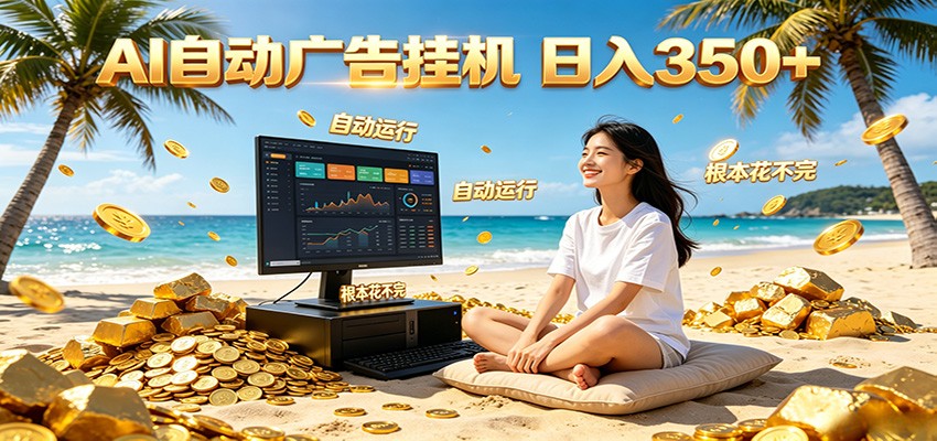 AI自动广告挂机 日入350+ 真正做到躺赚式变现，根本花不完！-蜗牛学社