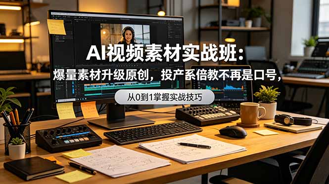AI视频素材实战班：爆量素材升级原创，投产翻倍不再是口号，0-1系统教学实战落地-蜗牛学社