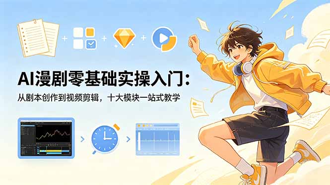 AI漫剧零基础实操入门：从剧本创作到视频剪辑，十大模块一站式教学-蜗牛学社