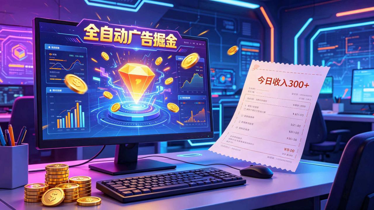 全自动广告掘金，日入300+。全程Ai自动化运行，解放双手，时间自由。收益稳定-蜗牛学社