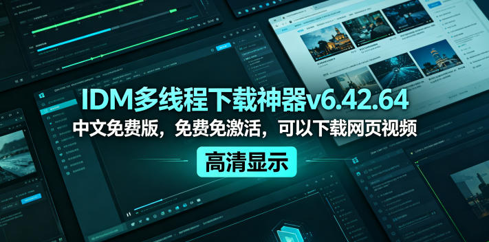 IDM多线程下载神器v6.42.64中文免费版,免费免激活,可以下载网页视频(例如飞书文档内的视频)-蜗牛学社