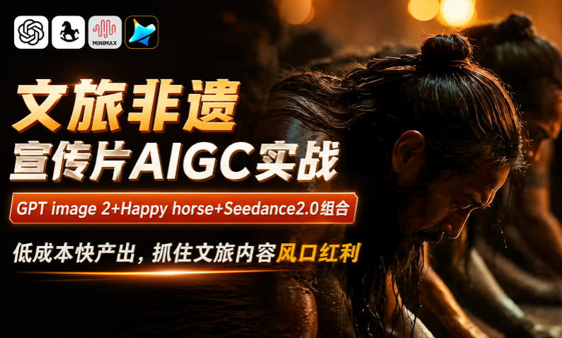 文旅非遗宣传片AIGC实战,GPT image 2+Happy horse+Seedance2.0组合,低成本快产出,抓住文旅内容风口红利-蜗牛学社