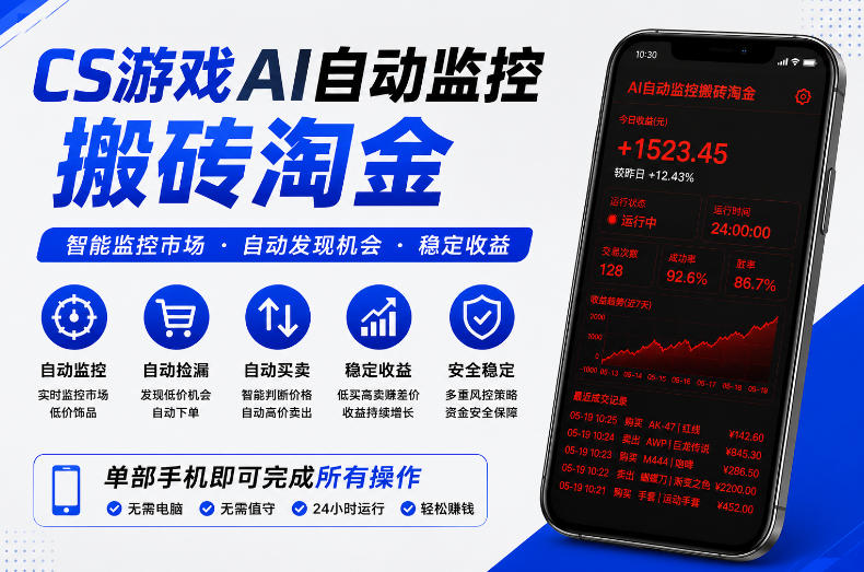 CS游戏AI自动监控搬砖淘金,稳定运行多年,支持任何形式验证,日入300+【揭秘】-蜗牛学社