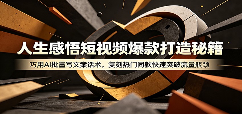 人生感悟短视频爆款打造秘籍:巧用A 批量写文案话术,复刻热门同款快速突破流量瓶颈-蜗牛学社