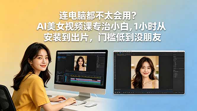 连电脑都不太会用？AI美女视频课专治小白，1小时从安装到出片，门槛低到没朋友-蜗牛学社
