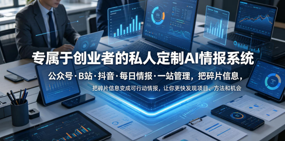 专属于创业者的私人定制AI情报系统,公众号·B站·抖音·每日情报·一站管理,把碎片信息变成可行动情报,让你更快发现项目、方法和机会-蜗牛学社